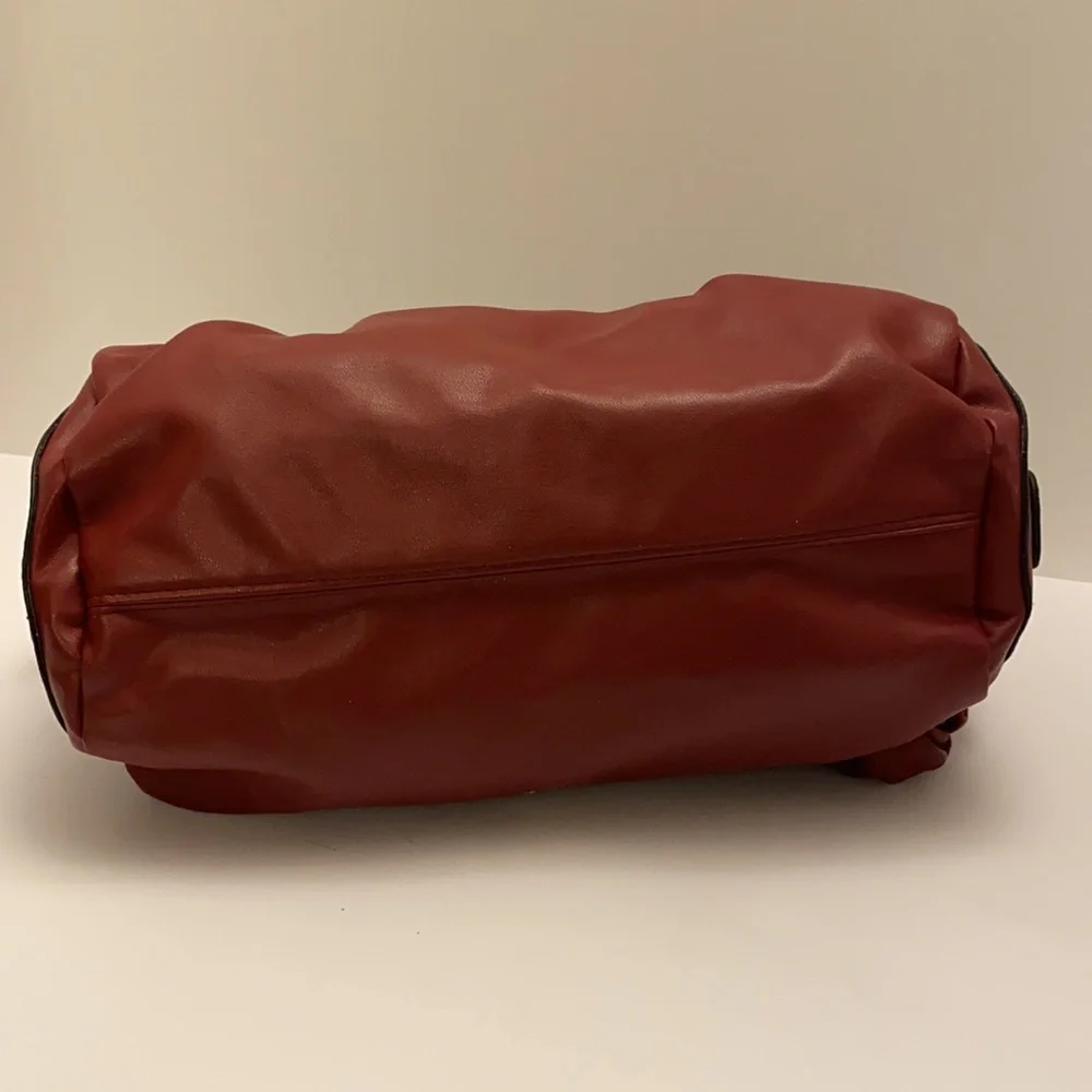 Giselle Paris Ella Satchel Raspberry Vegan Leather Handbag with Gold Accents NWT